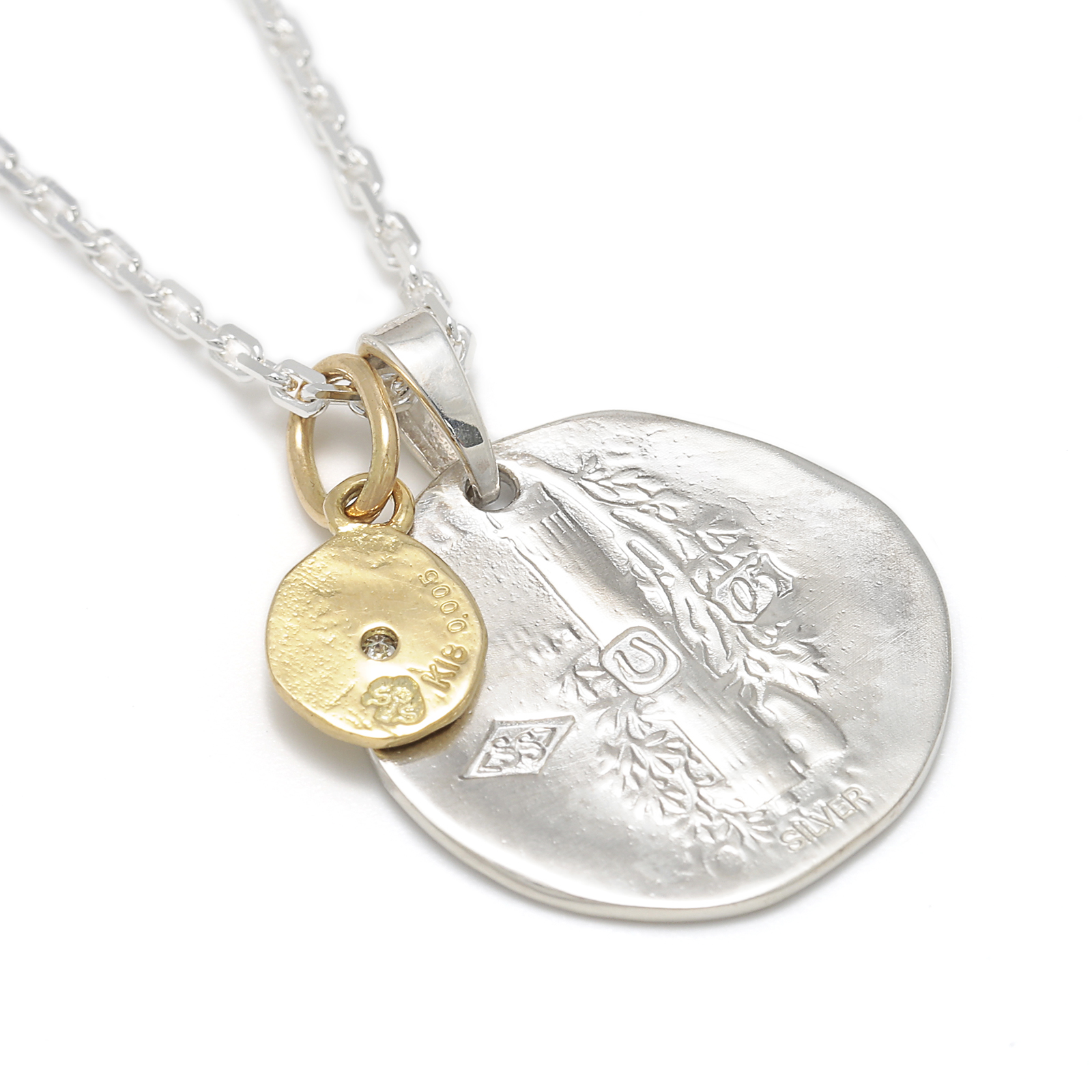 SYMPATHY OF SOUL Liberty Head Necklace - Silver w/K18Yellow Gold Glory Charm