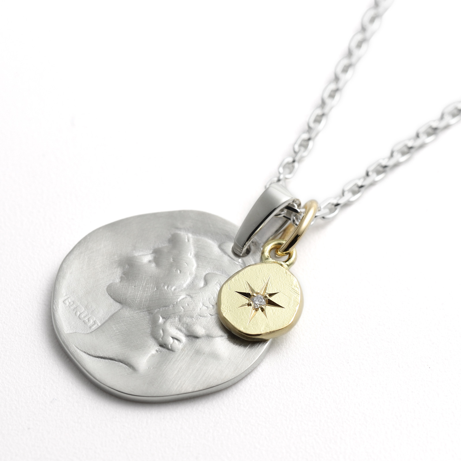 Liberty Head Necklace - Silver w/K18Yellow Gold Glory Charm