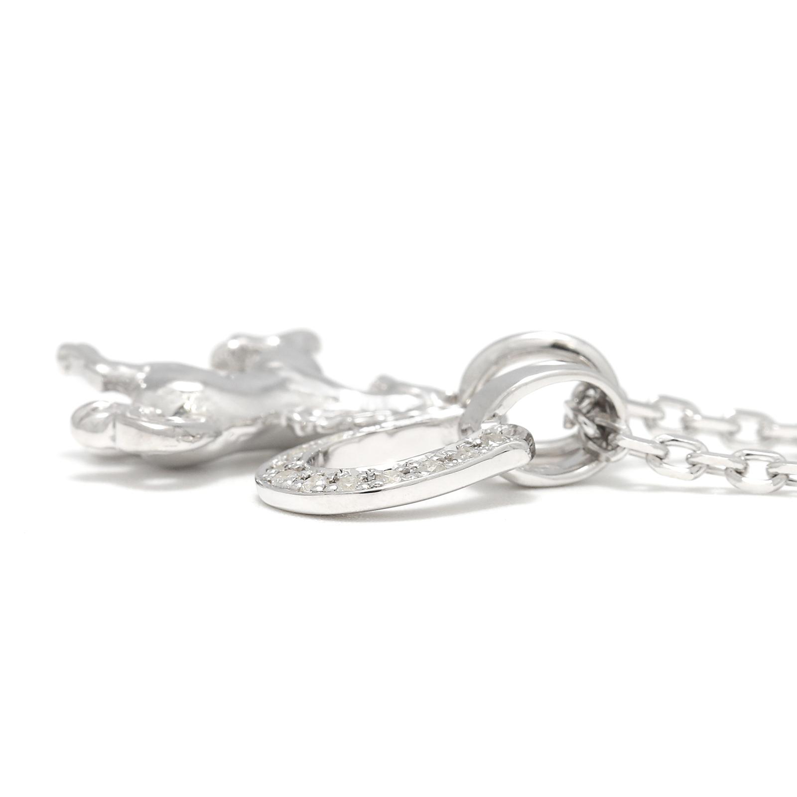 Small Horse & Horseshoe Necklace - Silver w/CZ