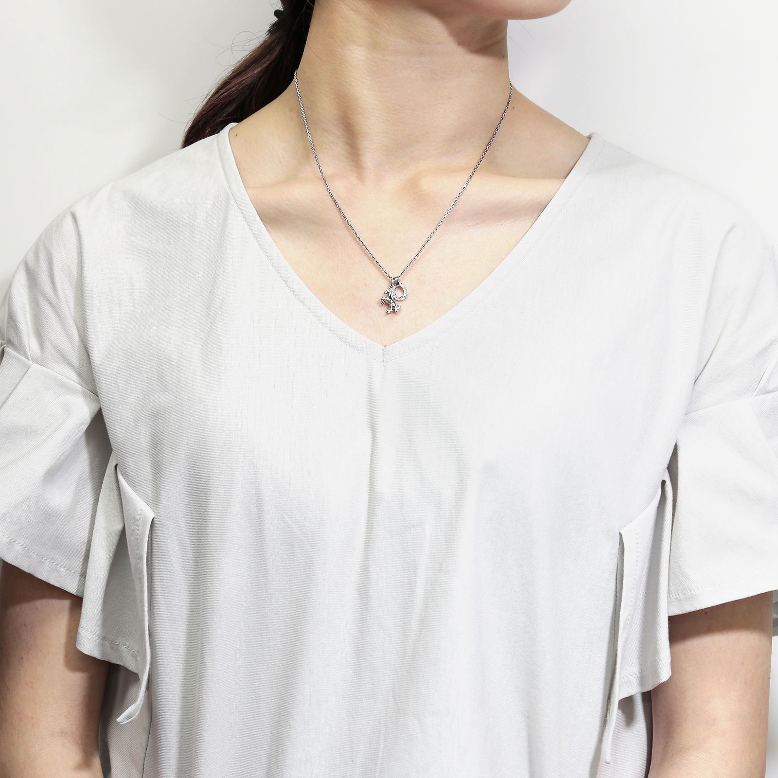 Small Horse & Horseshoe Necklace - Silver w/CZ