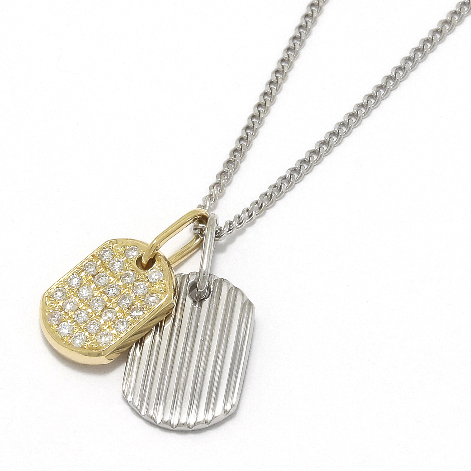 2018 Christmas Model Small Dog Tag Necklace - K18Yellow Gold × Pt900 w/Diamond