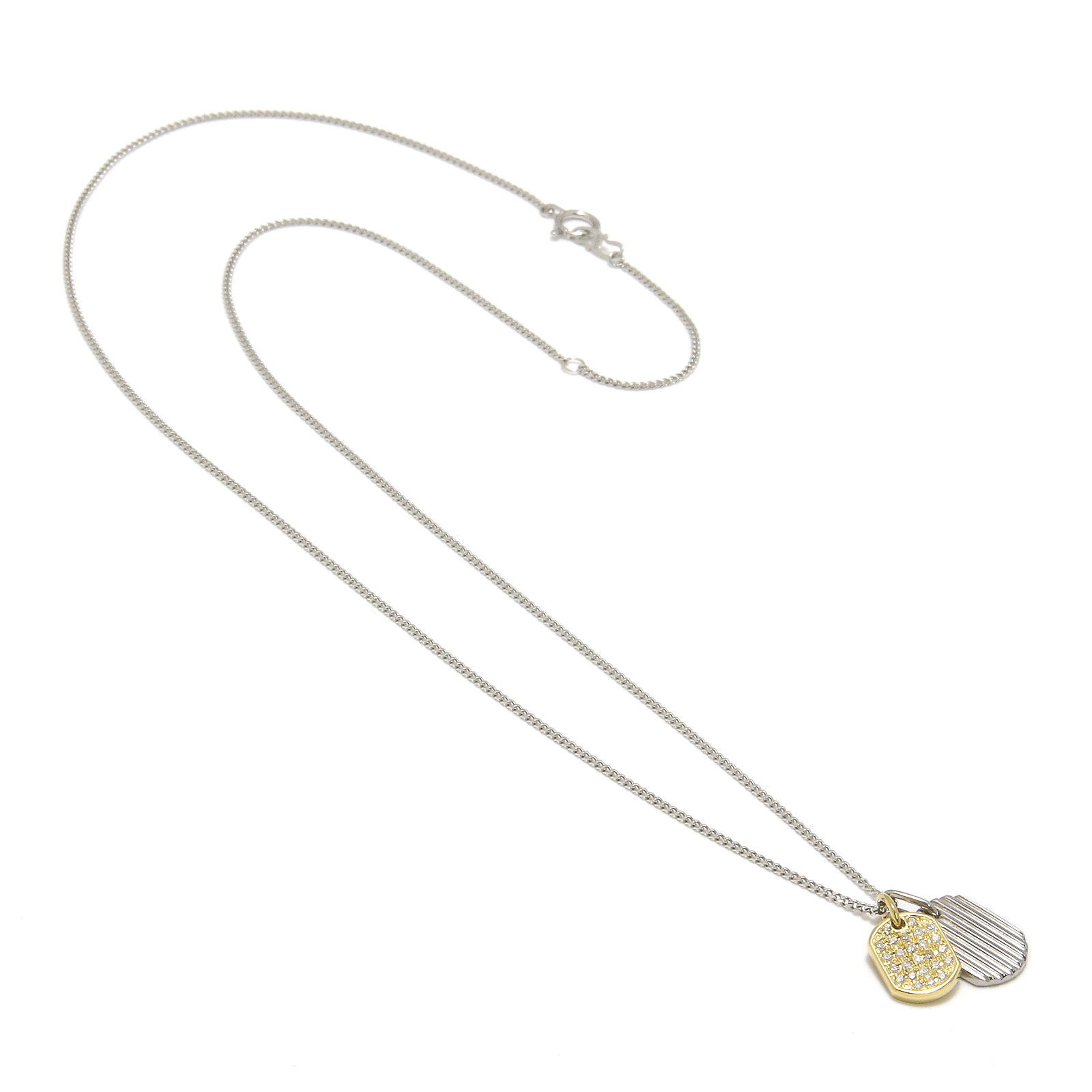 2018 Christmas Model Small Dog Tag Necklace - K18Yellow Gold × Pt900 w/Diamond