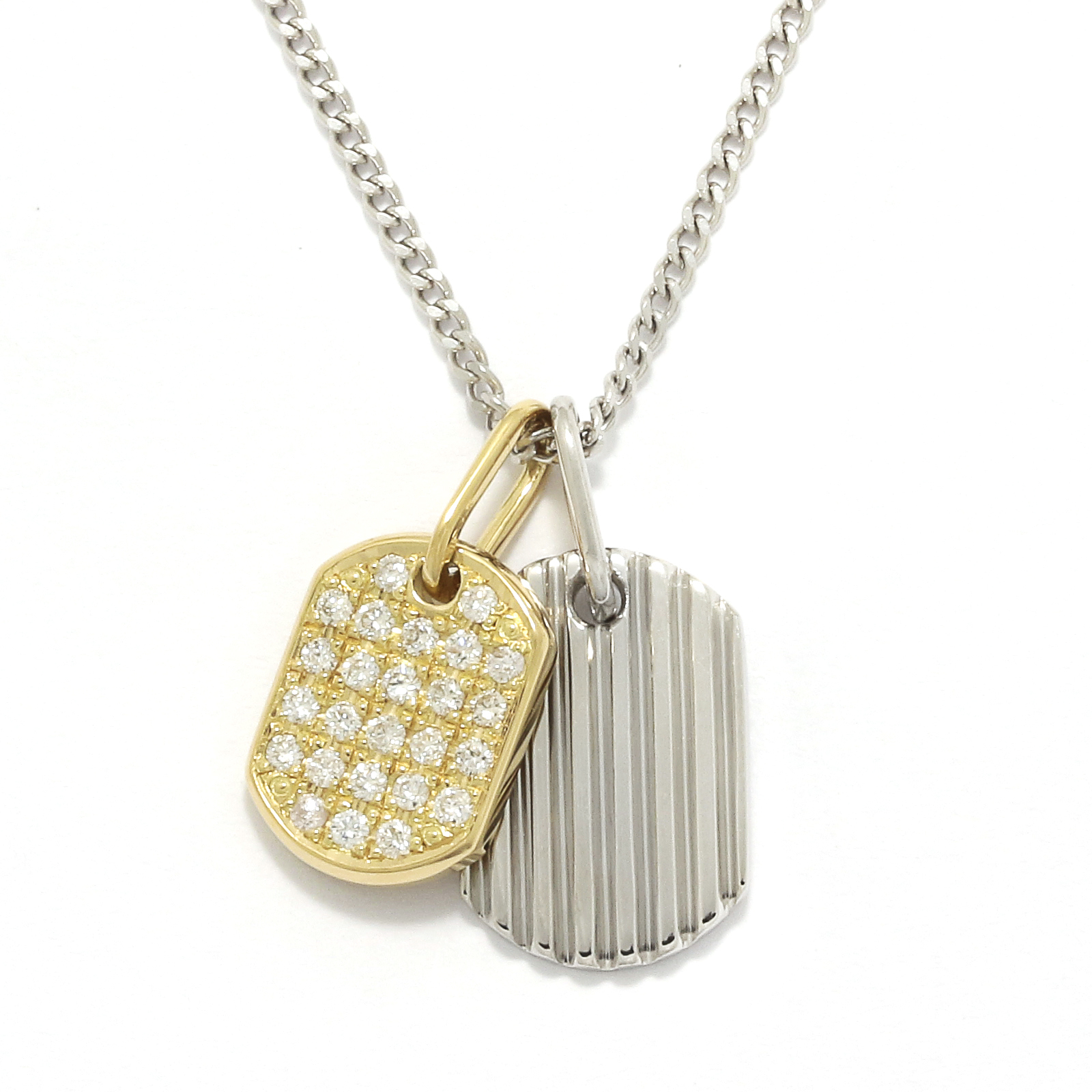 2018 Christmas Model Small Dog Tag Necklace - K18Yellow Gold × Pt900 w/Diamond