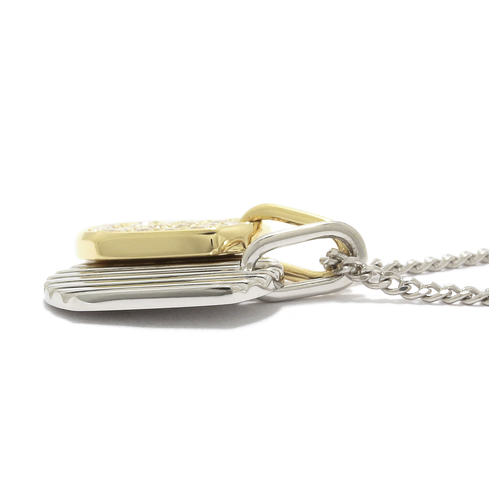 2018 Christmas Model Small Dog Tag Necklace - K18Yellow Gold × Pt900 w/Diamond