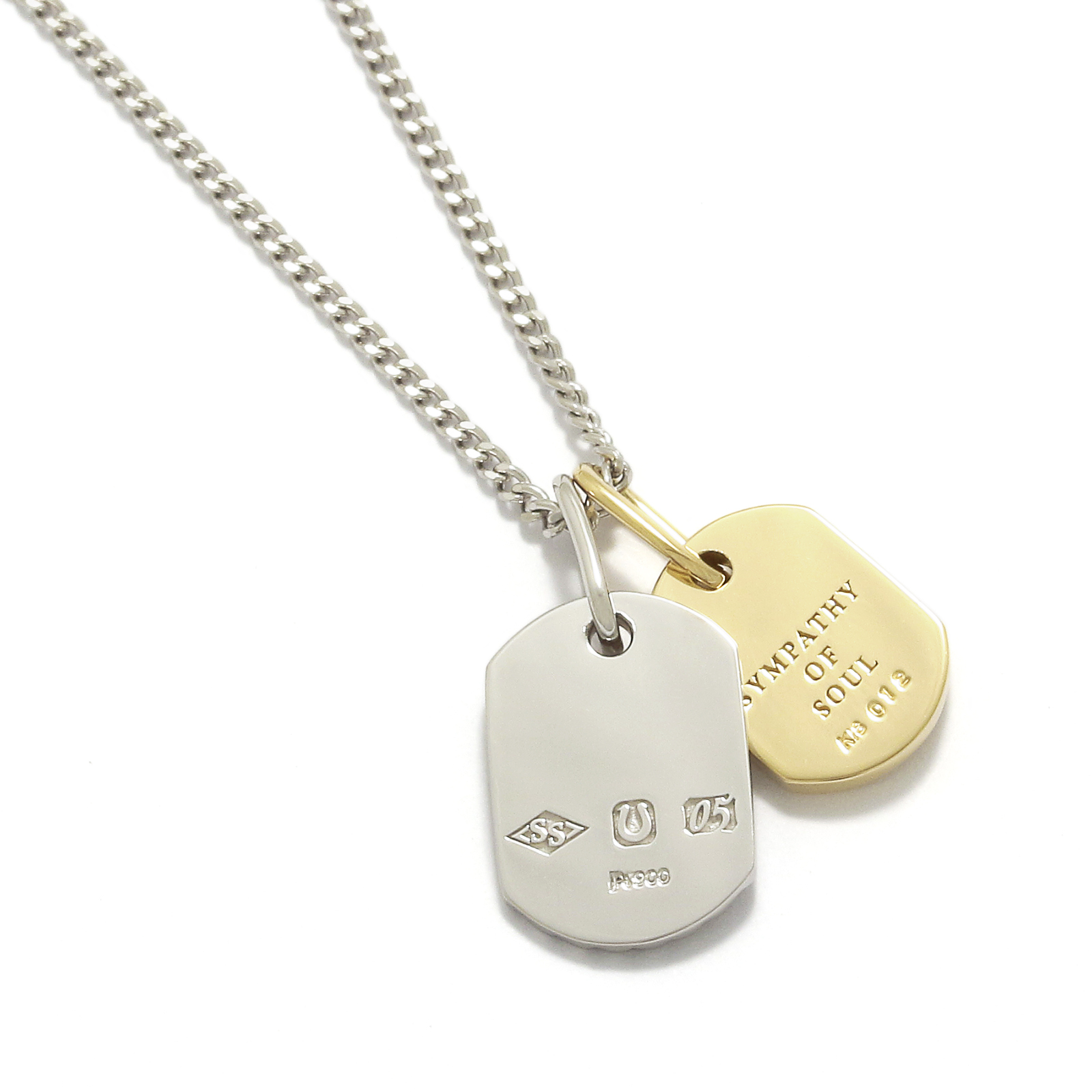 2018 Christmas Model Small Dog Tag Necklace - K18Yellow Gold × Pt900 w/Diamond