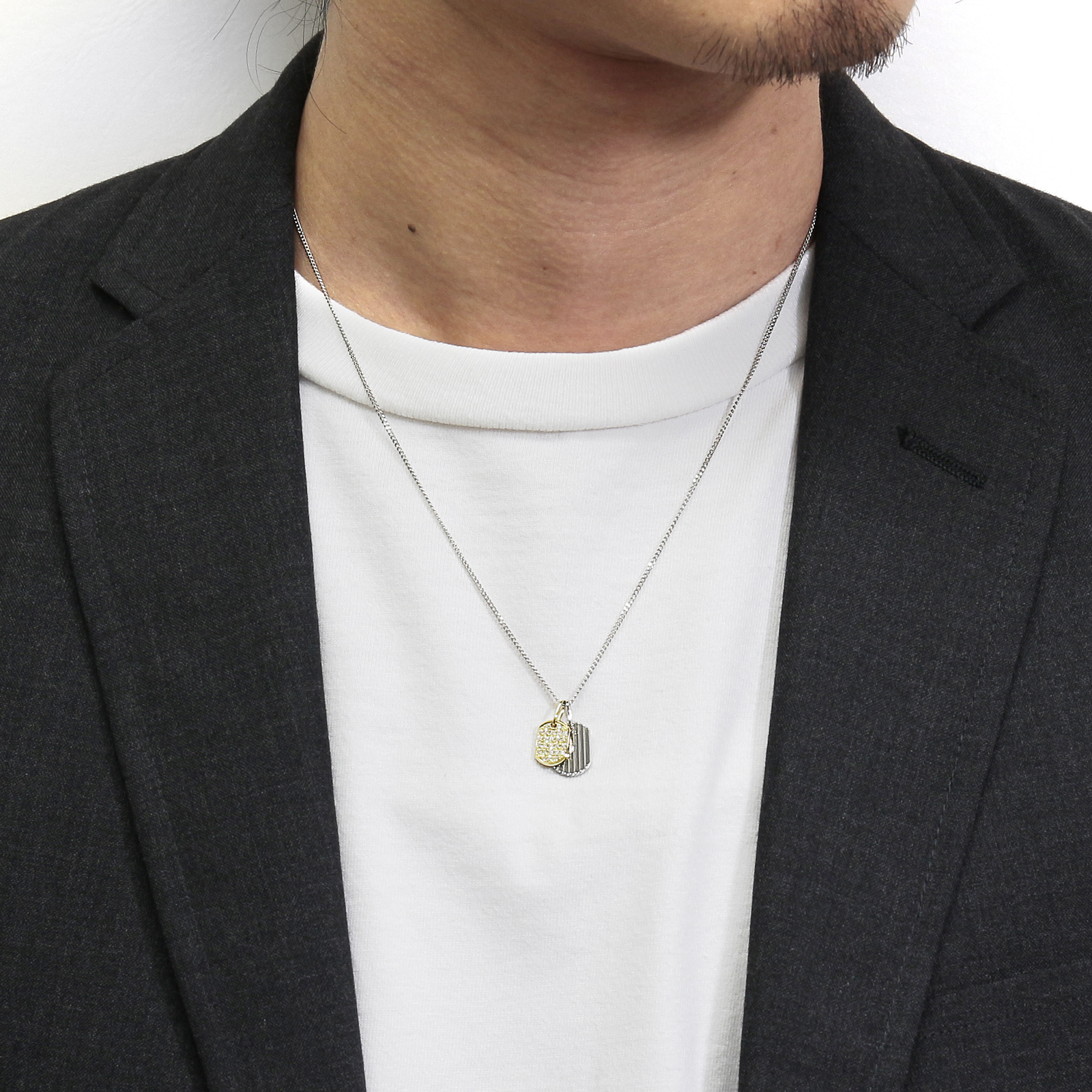 2018 Christmas Model Small Dog Tag Necklace - K18Yellow Gold × Pt900 w/Diamond