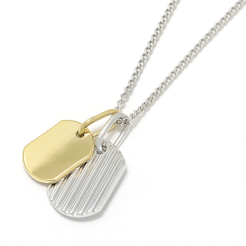 2018 Christmas Model Small Dog Tag Necklace - Silver × K18Yellow Gold