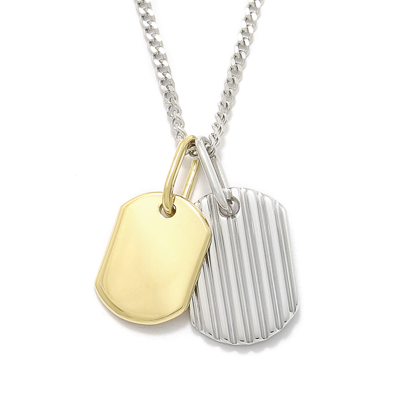 2018 Christmas Model Small Dog Tag Necklace - Silver × K18Yellow Gold