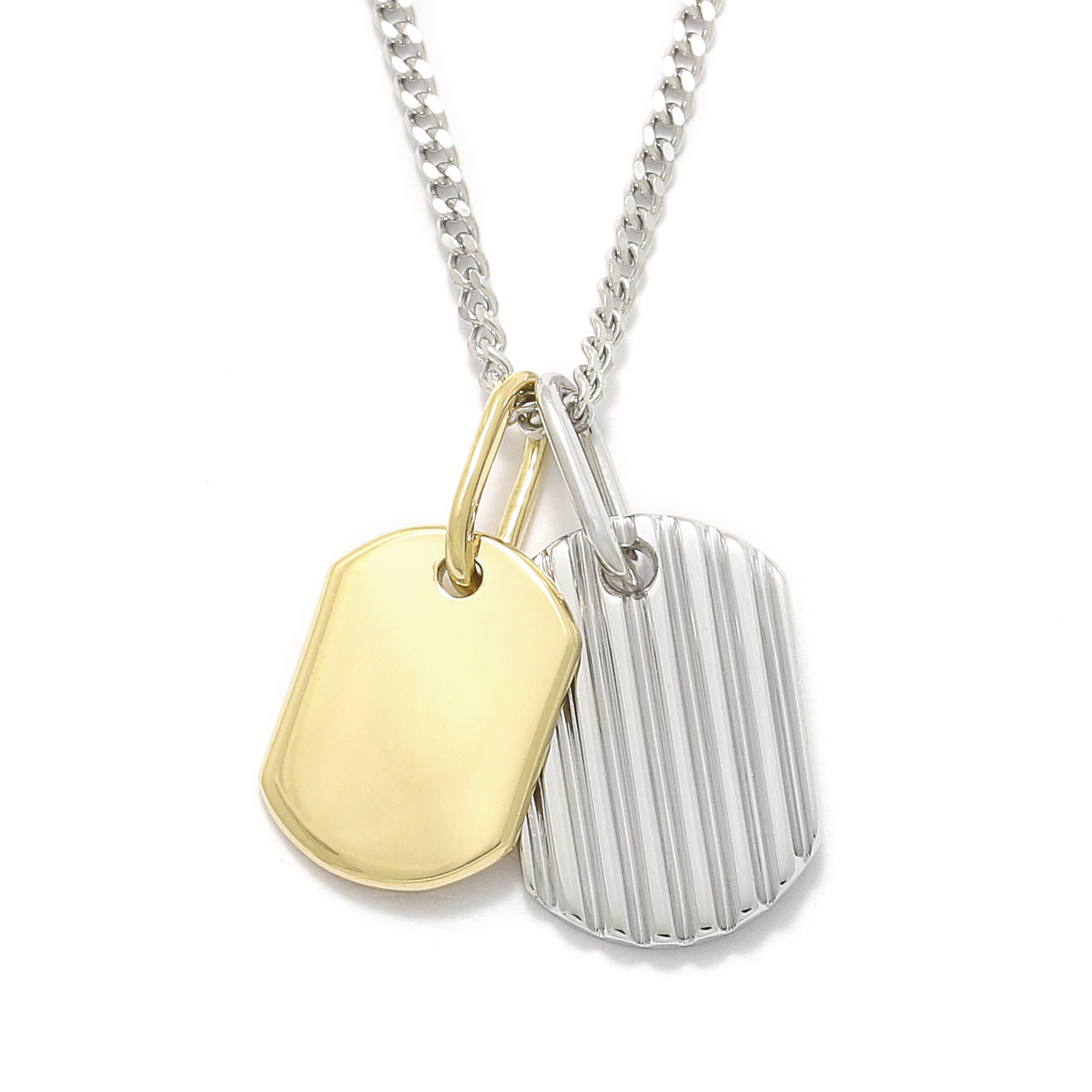 SYMPATHY OF SOUL（シンパシーオブソウル） Small Dog Tag Necklace - Silver×K18Yellow Gold（ スモールドッグタグネックレス - シルバー×K18イエローゴールド）
