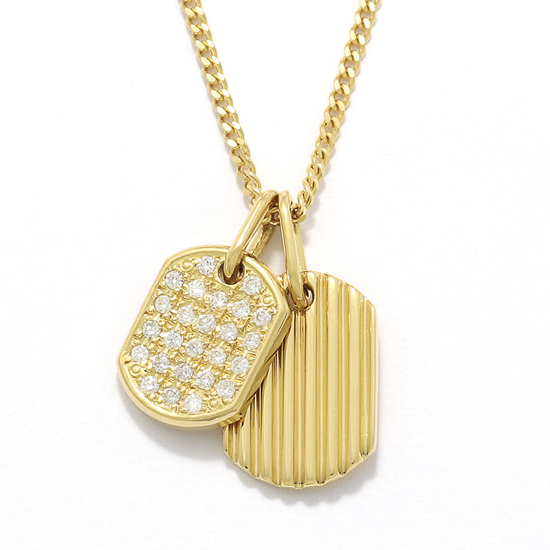 2018 Christmas Model Small Dog Tag Necklace - K18Yellow Gold w/Diamond
