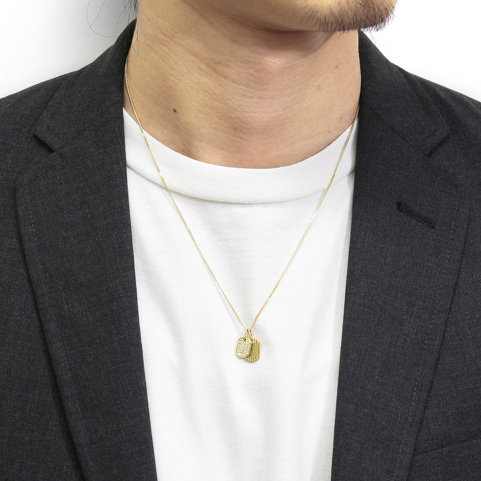 2018 Christmas Model Small Dog Tag Necklace - K18Yellow Gold w/Diamond