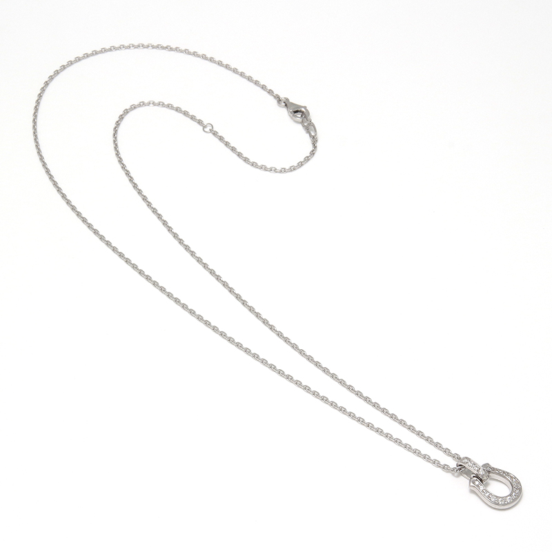 Horseshoe Amulet Necklace - Silver w/CZ