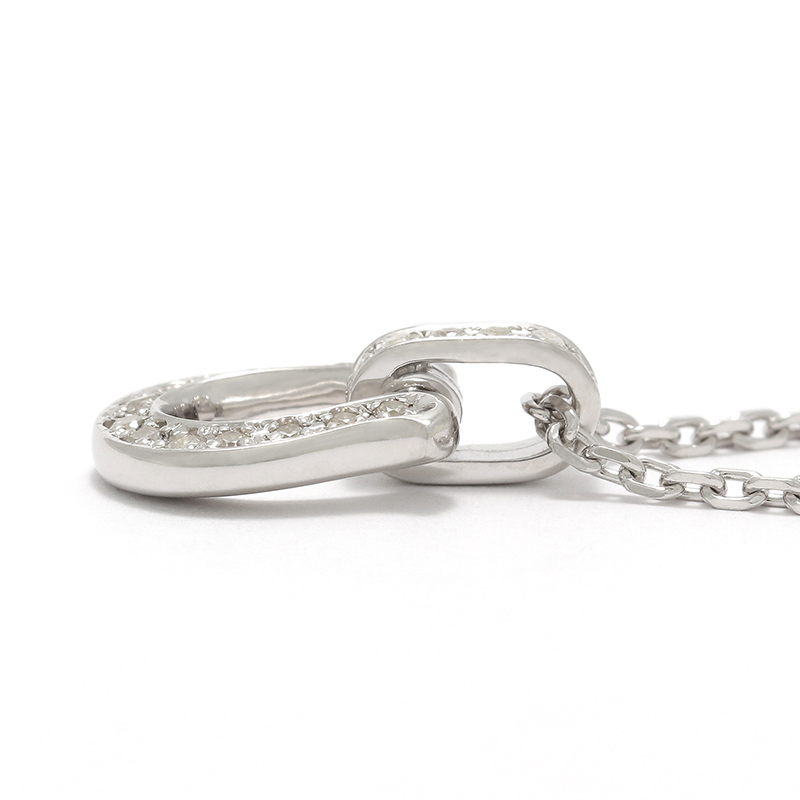 Horseshoe Amulet Necklace - Silver w/CZ