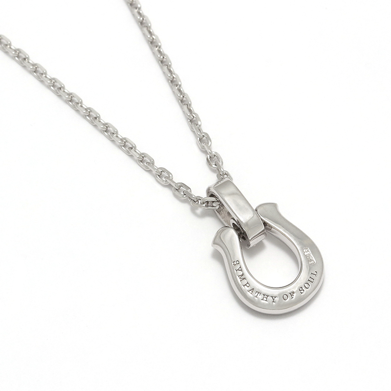 Horseshoe Amulet Necklace - Silver w/CZ