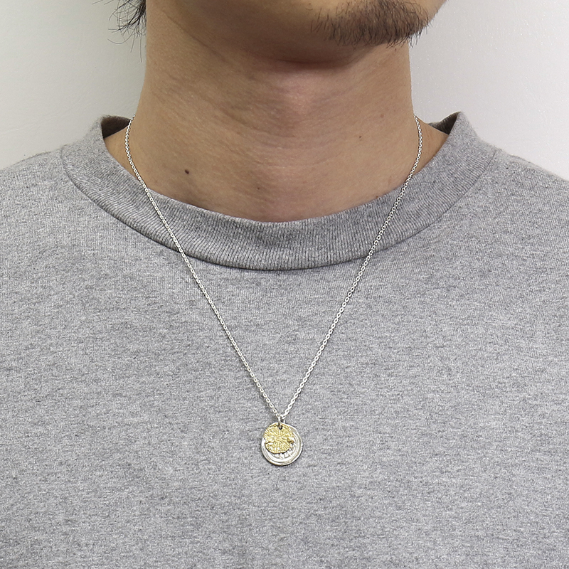 【受注販売商品 納期：1ヶ月】B.C. Coin Necklace / Hope Sun - Silver×K18Yellow  Gold（B.C.コインネックレス / ホープサン - シルバー×K18イエローゴールド）　SYMPATHY OF SOUL（シンパシーオブソウル）