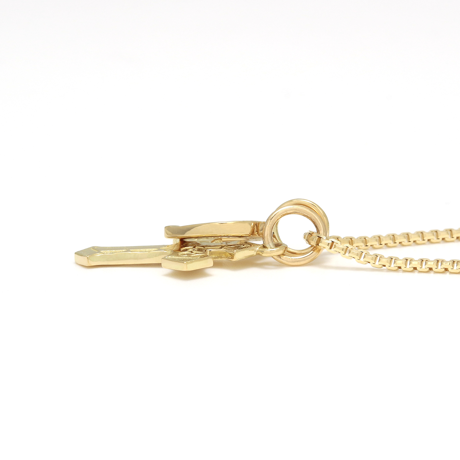 1940's Sixpence Cross Necklace w/GOOD LUCK Horseshoe - K18Yellow Gold