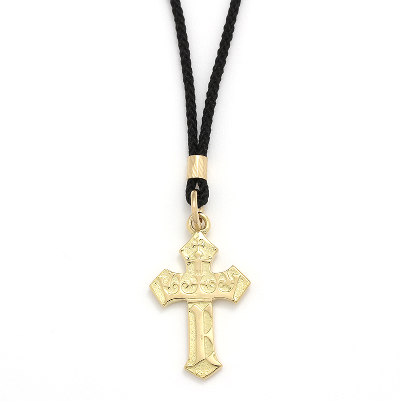 1940's Sixpence Cross Cord Necklace - K18Yellow Gold