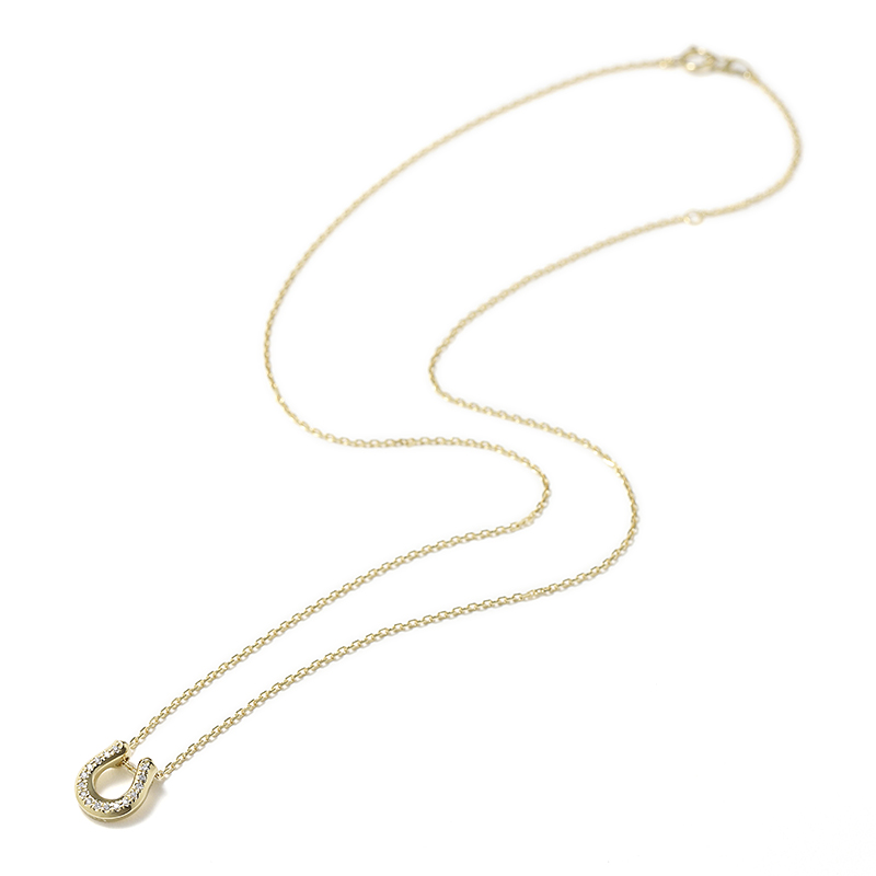 Ridge Horseshoe Necklace - K18Yellow Gold w/Diamond