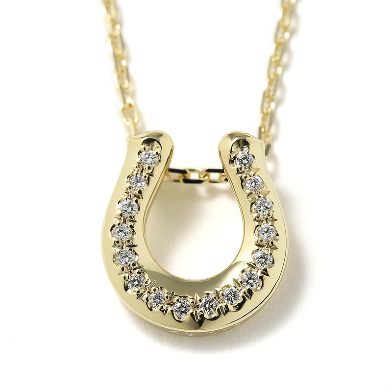 Ridge Horseshoe Necklace - K18Yellow Gold w/Diamond