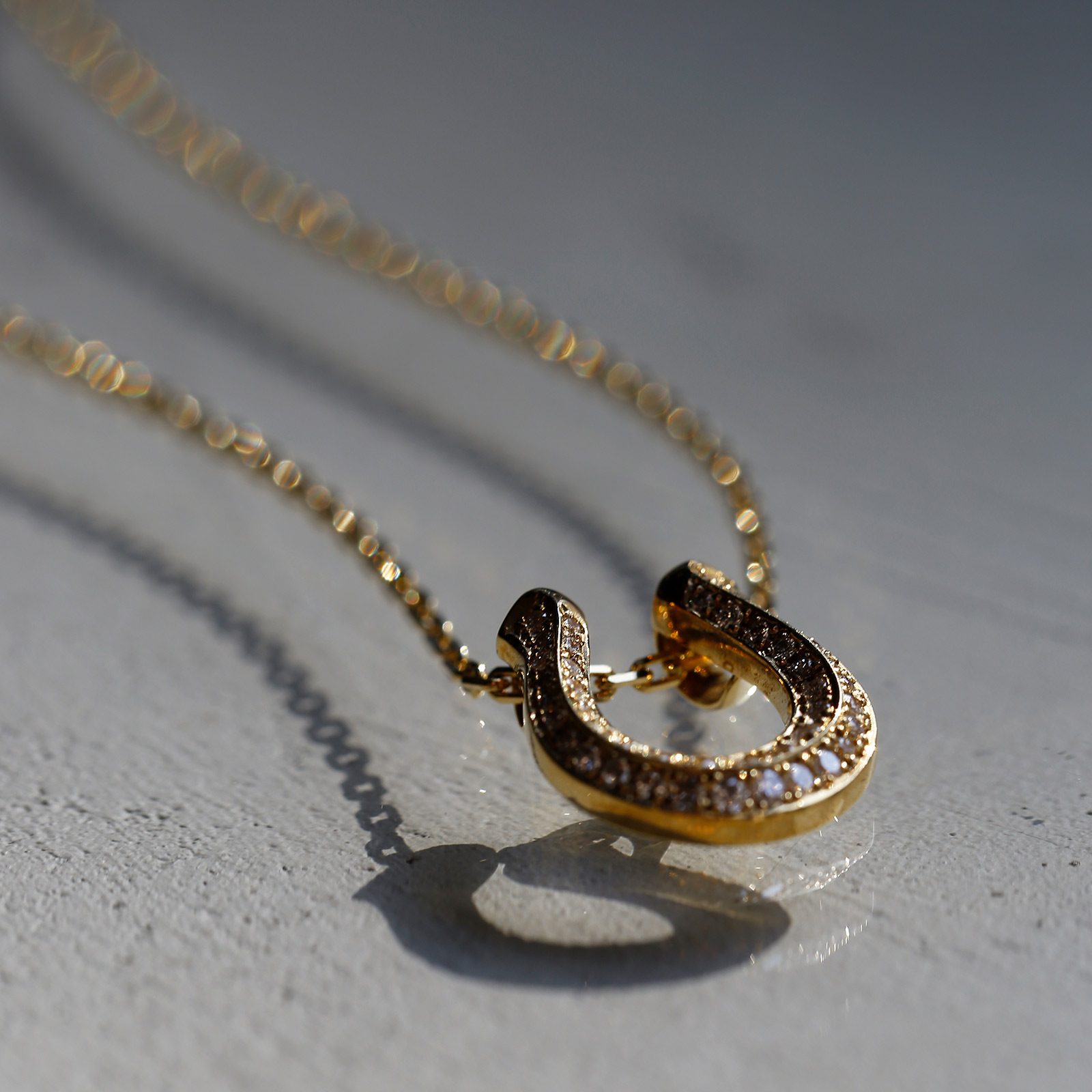 Ridge Horseshoe Necklace Large - K18Yellow Gold w/Diamond