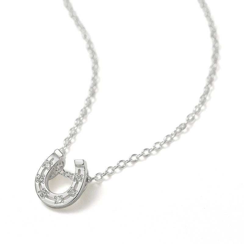 LG Diamond Horseshoe Necklace - Silver w/Laboratory Grown Diamond