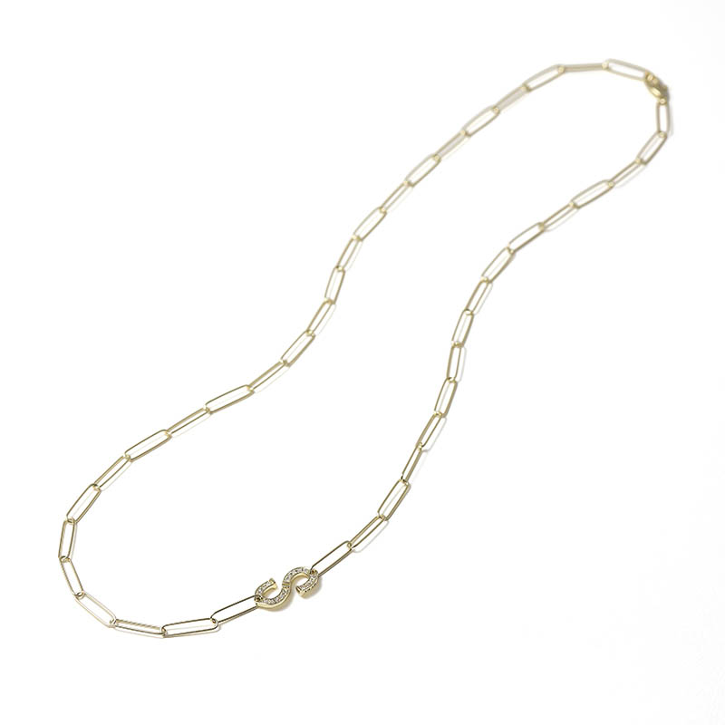 Horseshoe “S” Chain Necklace - K18Yellow Gold w/Diamond