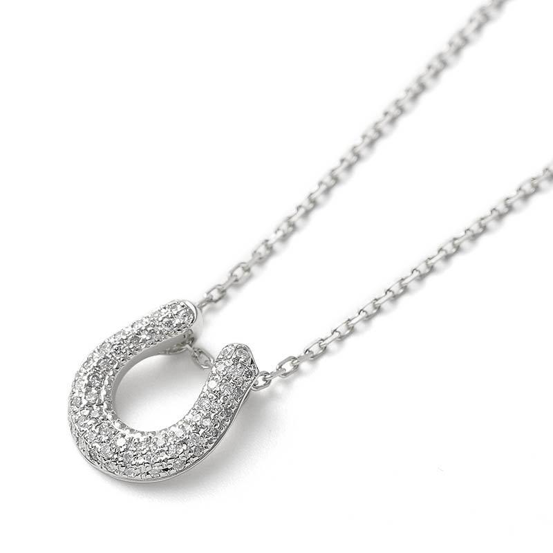 S.O.S fp 20th Ridge Horseshoe Necklace - K18White Gold w/Diamond