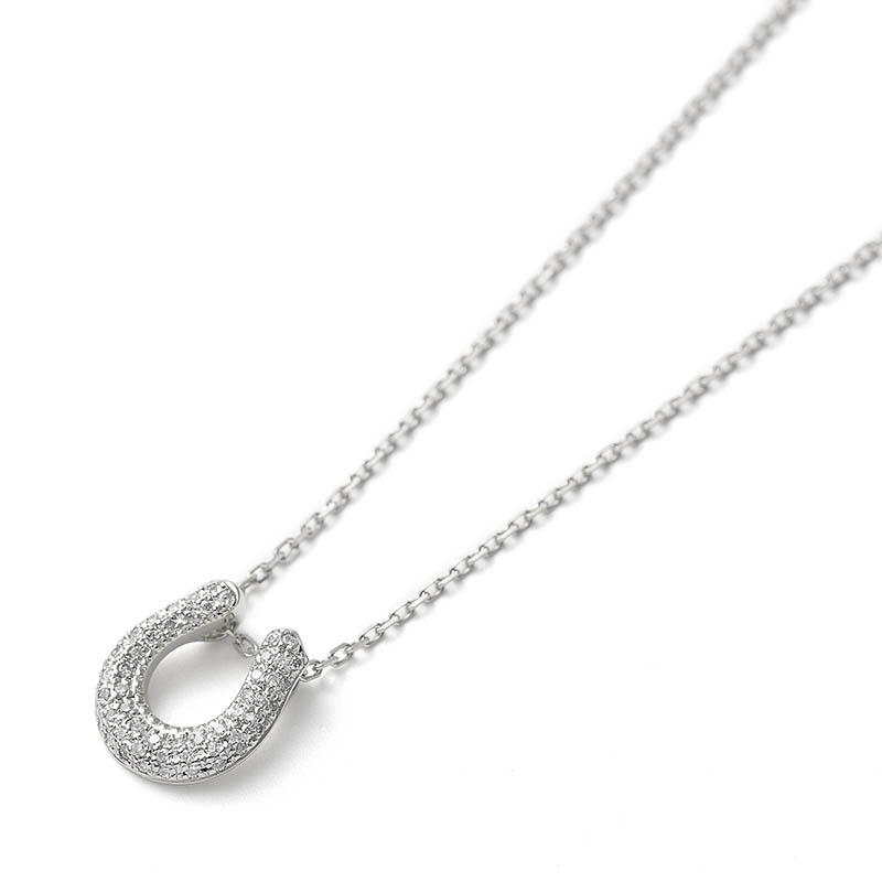 S.O.S fp 20th Ridge Horseshoe Necklace - K18White Gold w/Diamond