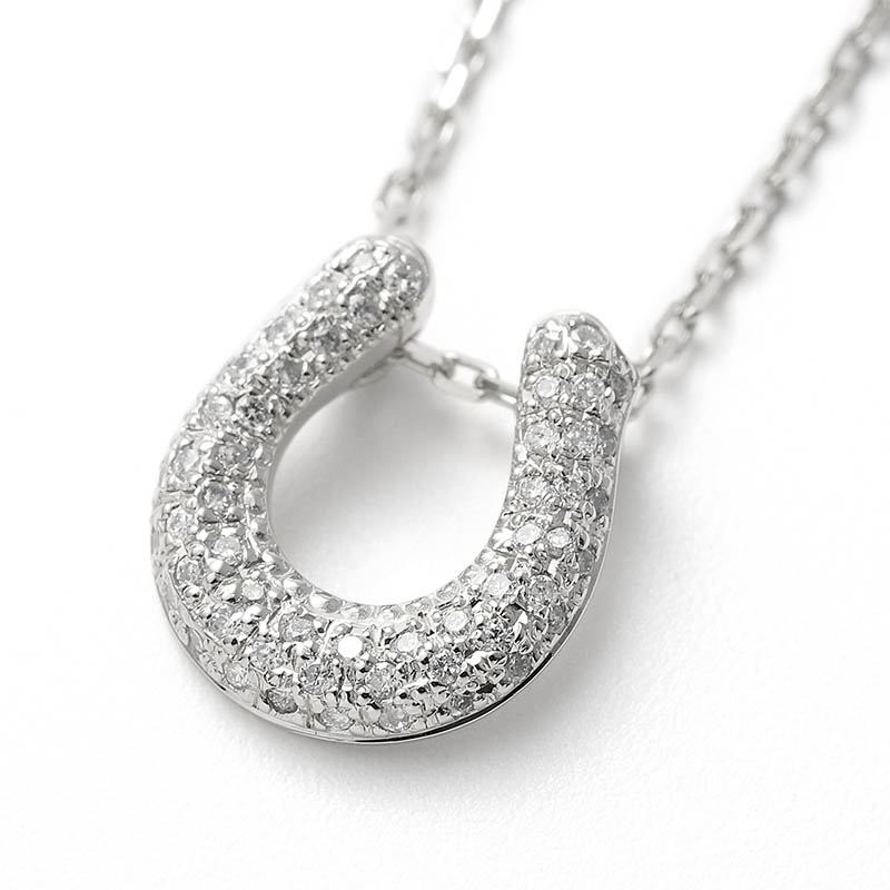 S.O.S fp 20th Ridge Horseshoe Necklace - K18White Gold w/Diamond