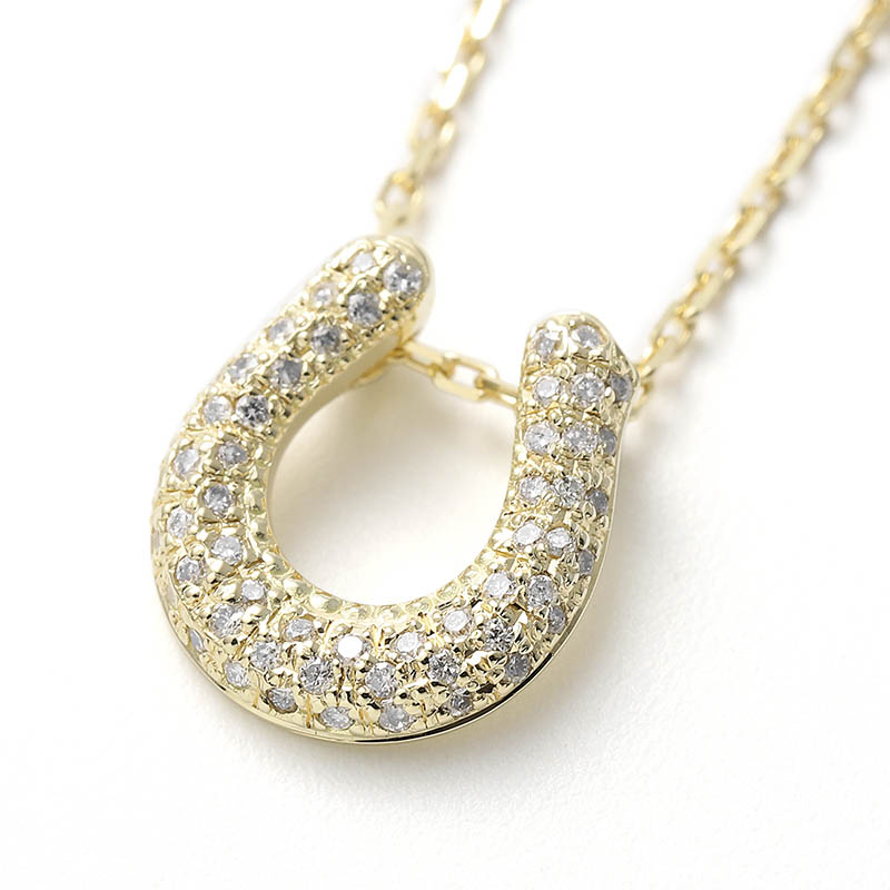 S.O.S fp 20th Ridge Horseshoe Necklace - K18Yellow Gold w/Diamond