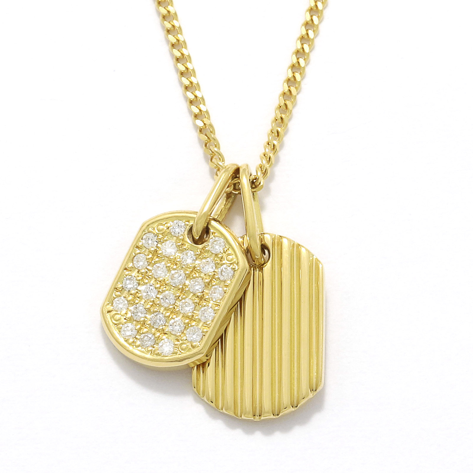 Small Dog Tag Necklace - K18Yellow Gold w/Diamond