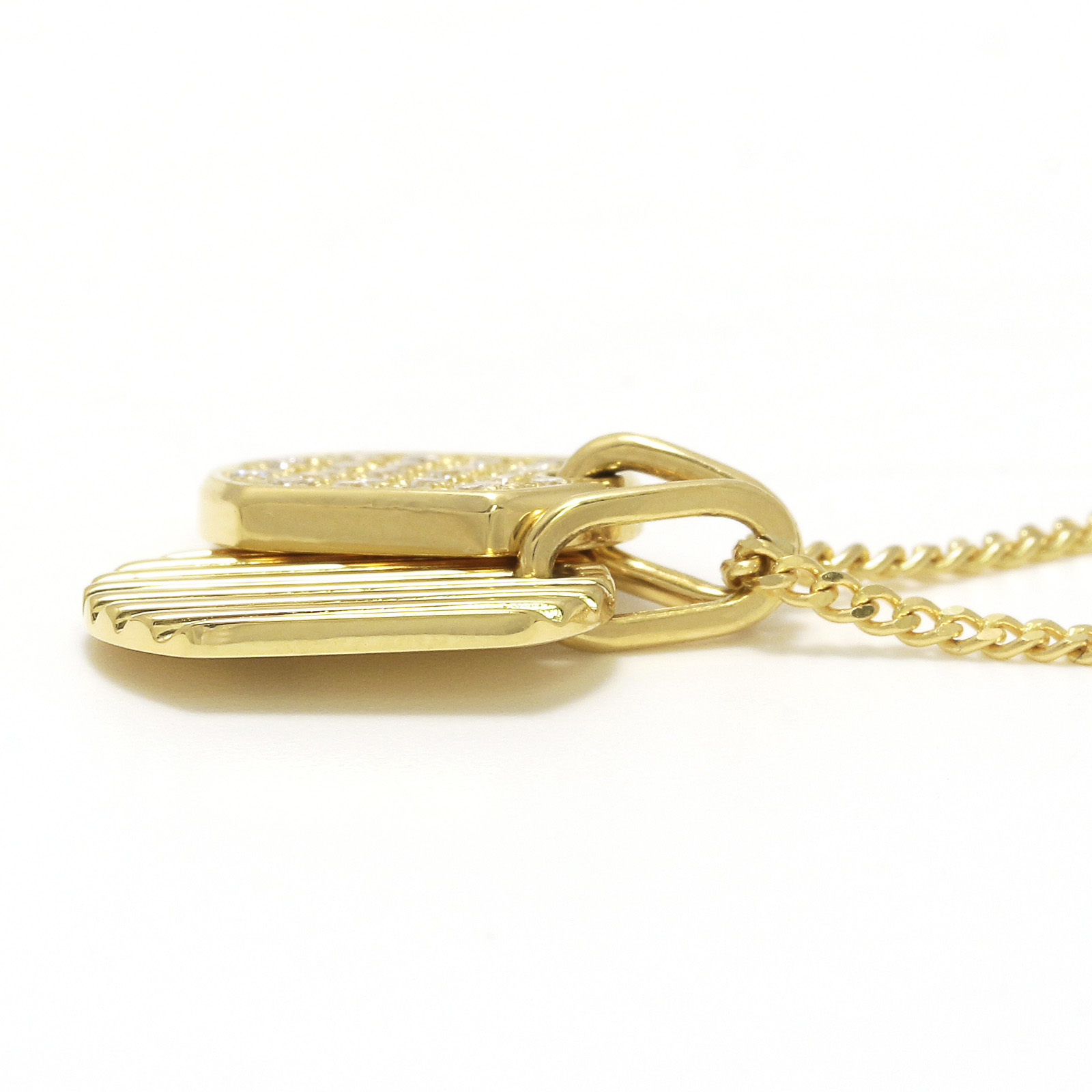 Small Dog Tag Necklace - K18Yellow Gold w/Diamond