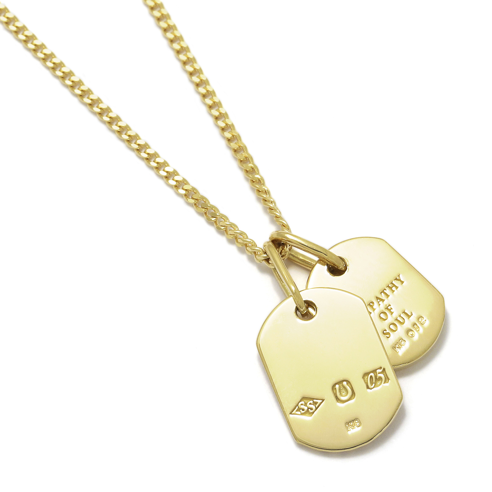 Small Dog Tag Necklace - K18Yellow Gold w/Diamond