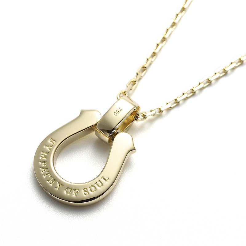 Large Horseshoe Pendant + K18Yellow Gold Square Chain 1.5mm