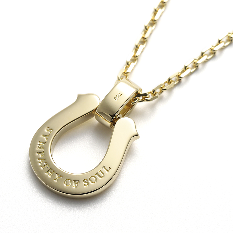 Extra Large Horseshoe Pendant + K18Yellow Gold Square Chain 2.3mm