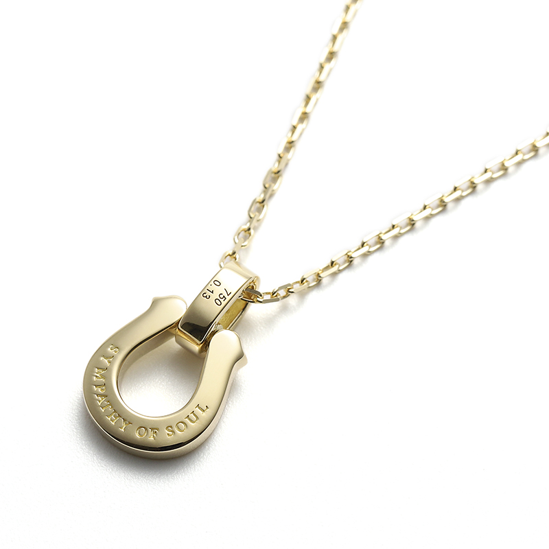 Medium Lux Horseshoe Pendant - K18Yellow Gold w/Diamond + K18Yellow Gold Square Chain 1.3mm