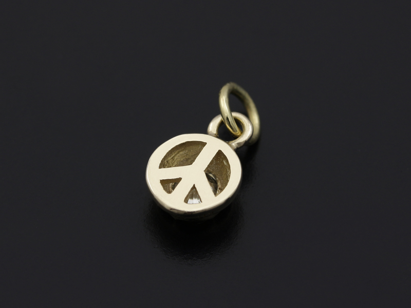 Cord Bracelet用 Peace Charm - K10Yellow Gold w/Diamond