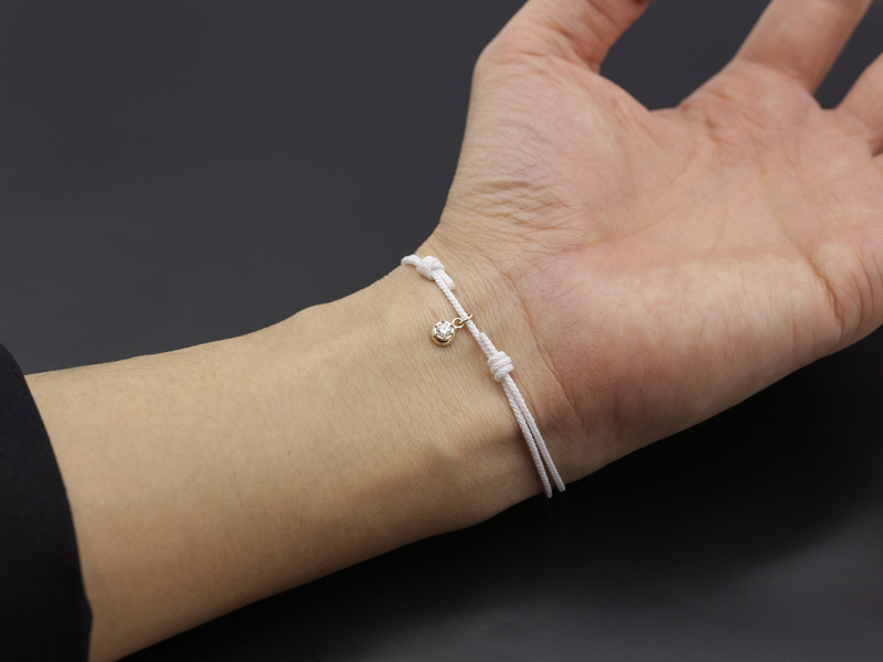 Cord Bracelet用 Peace Charm - K10Yellow Gold w/Diamond