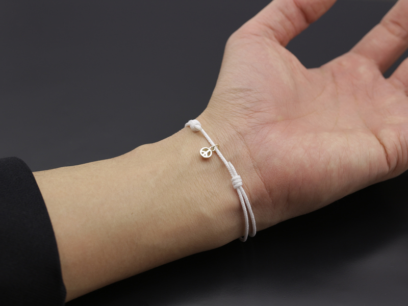 Cord Bracelet用 Peace Charm - K10Yellow Gold w/Diamond