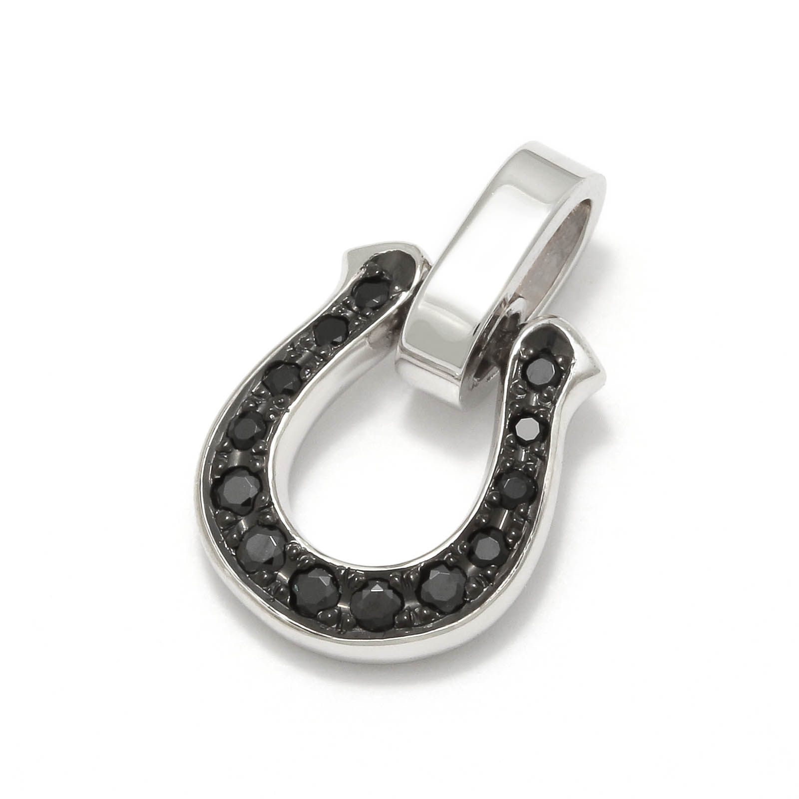 Medium Horseshoe Pendant w/Black CZ
