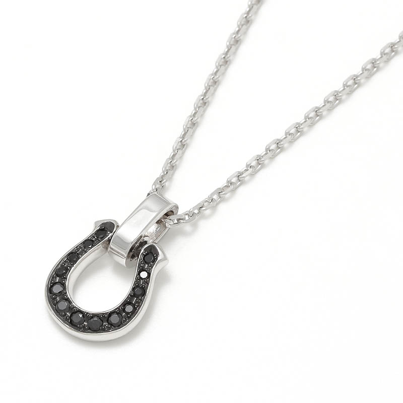 Medium Horseshoe Pendant w/Black CZ