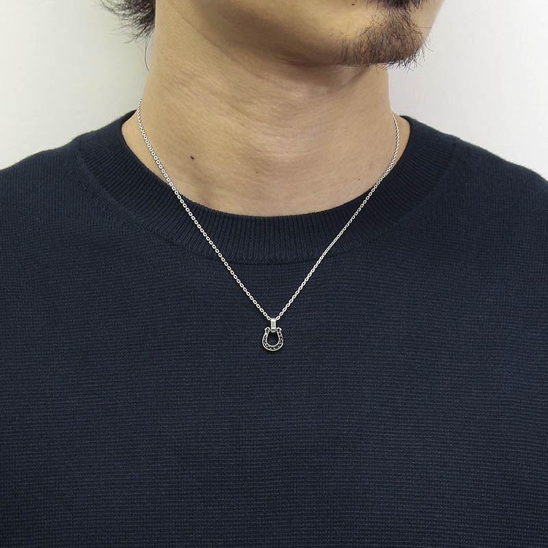Medium Horseshoe Pendant w/Black CZ