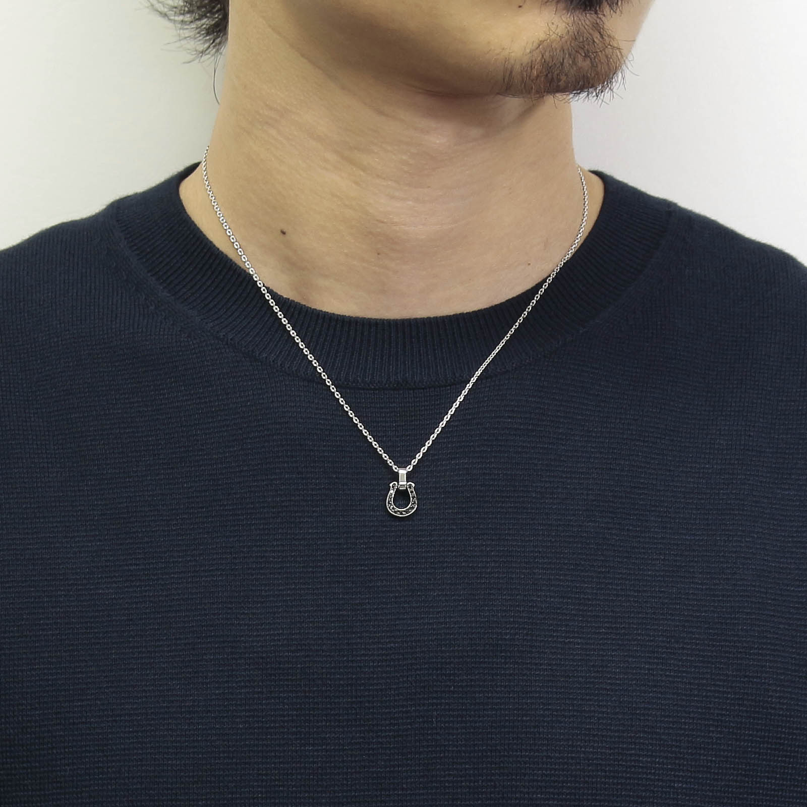 Medium Horseshoe Pendant w/Black CZ