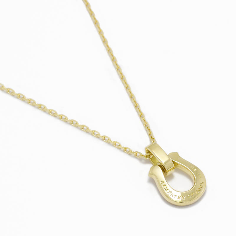 Medium Horseshoe Pendant - K18Yellow Gold w/Diamond + K18Yellow Gold 0.42 Square Chain