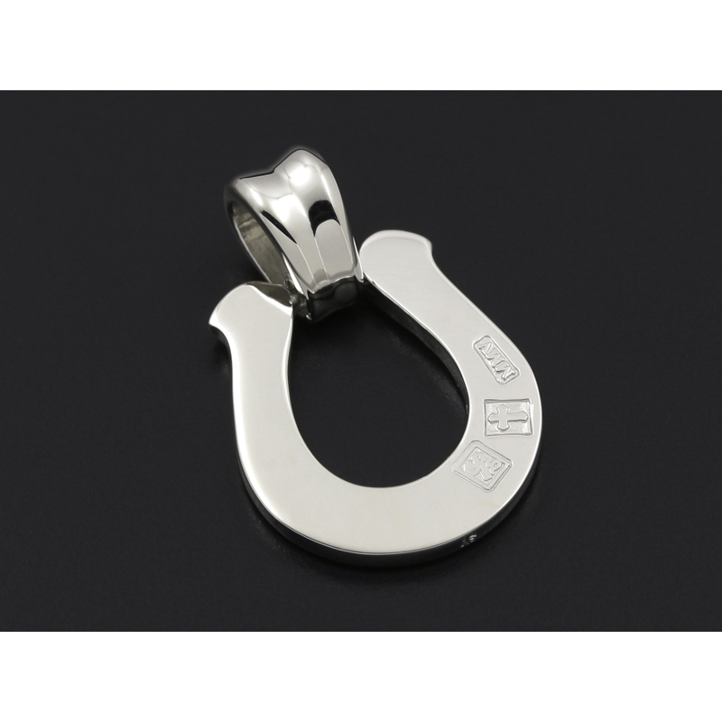 Horseshoe Large Pendant - Silver w/CZ