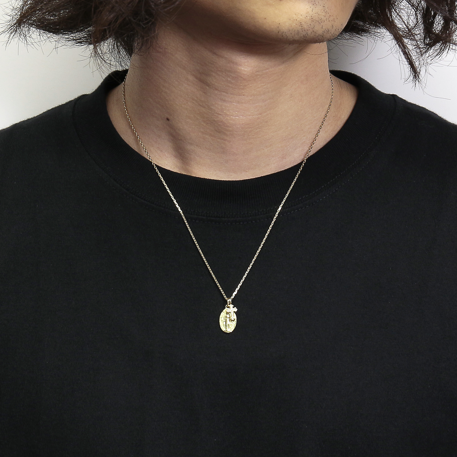 Maria Pendant + Little Cross Charm - K18Yellow Gold w/Diamond Set Necklace