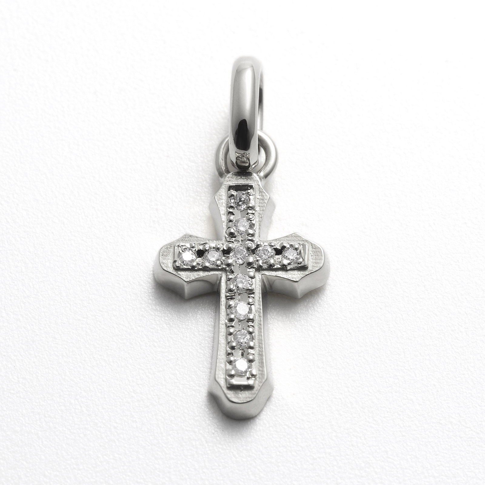 Smooth Cross Pendant - Silver w/CZ