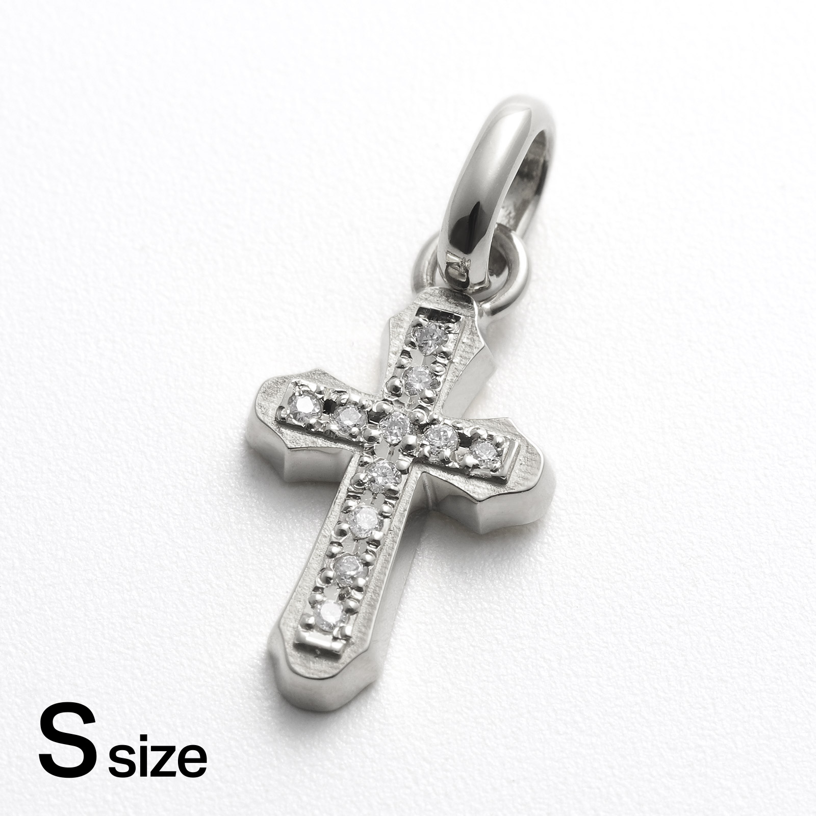 Smooth Cross Pendant - Silver w/CZ