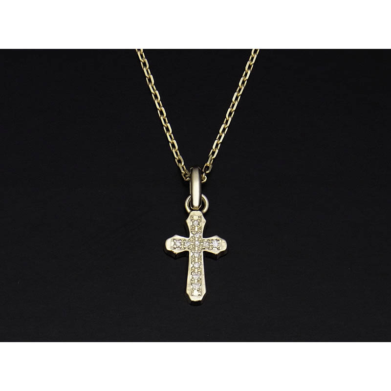 Smooth Cross Pendant - K10Yellow Gold w/Diamond