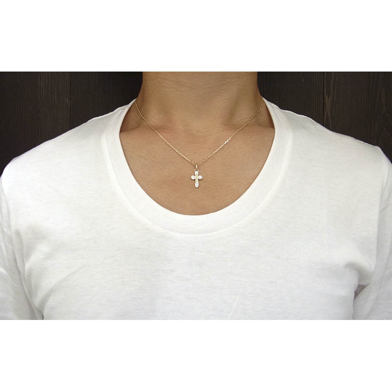 Smooth Cross Pendant - K10Yellow Gold w/Diamond